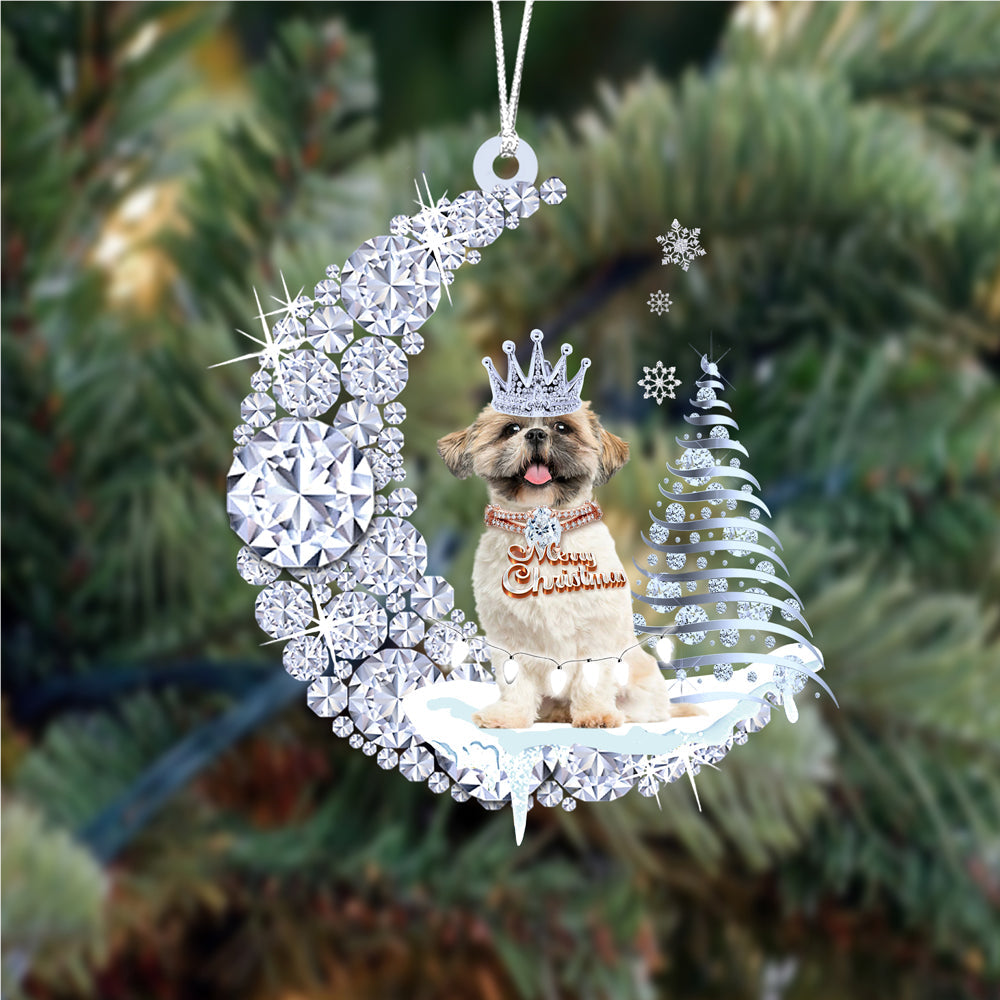 Shih Tzu  (6) op Diamand Maan Kerst Ornament