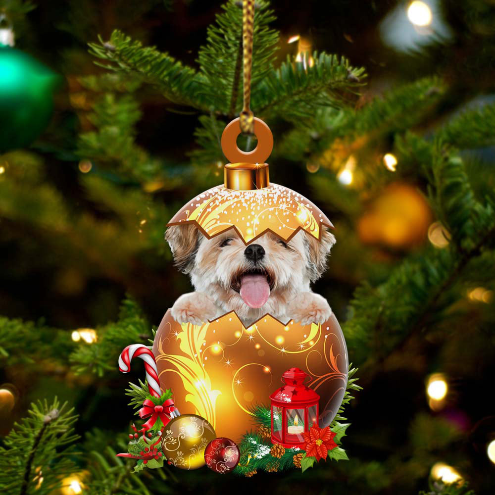 Shih Tzu In Kerst Gouden Ei Ornament