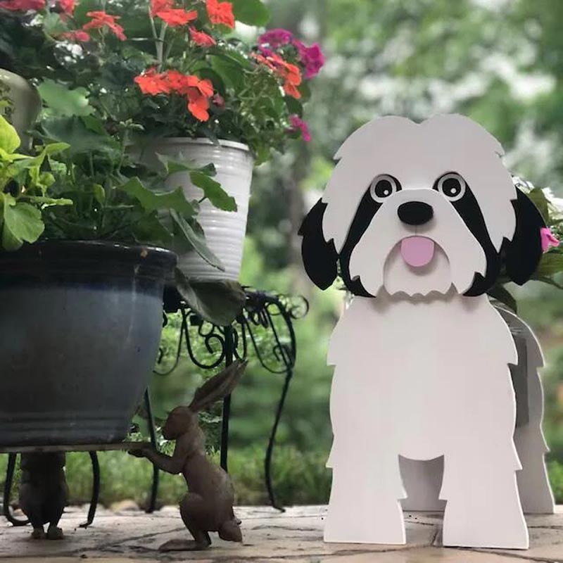 Zwart en Wit Shih Tzu Planter