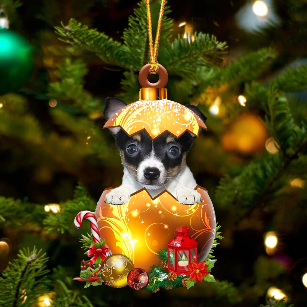 Toy Fox Terrier In Kerst Gouden Ei Ornament