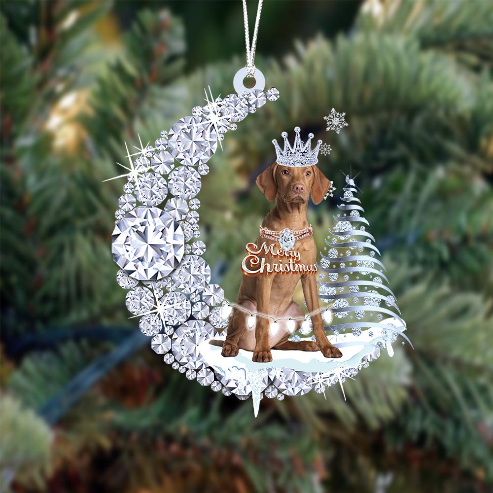 Vizsla op Diamand Maan Kerst Ornament