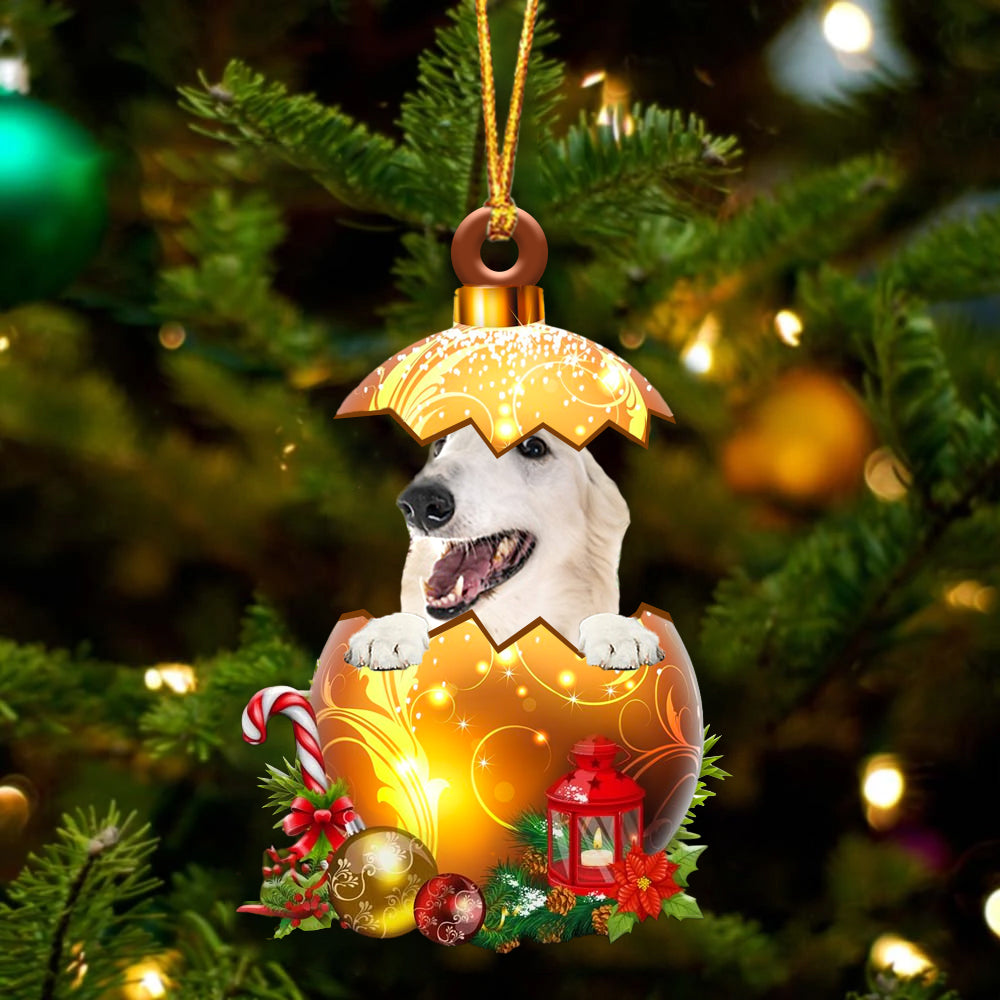 Wit Borzoi In Kerst Gouden Ei Ornament