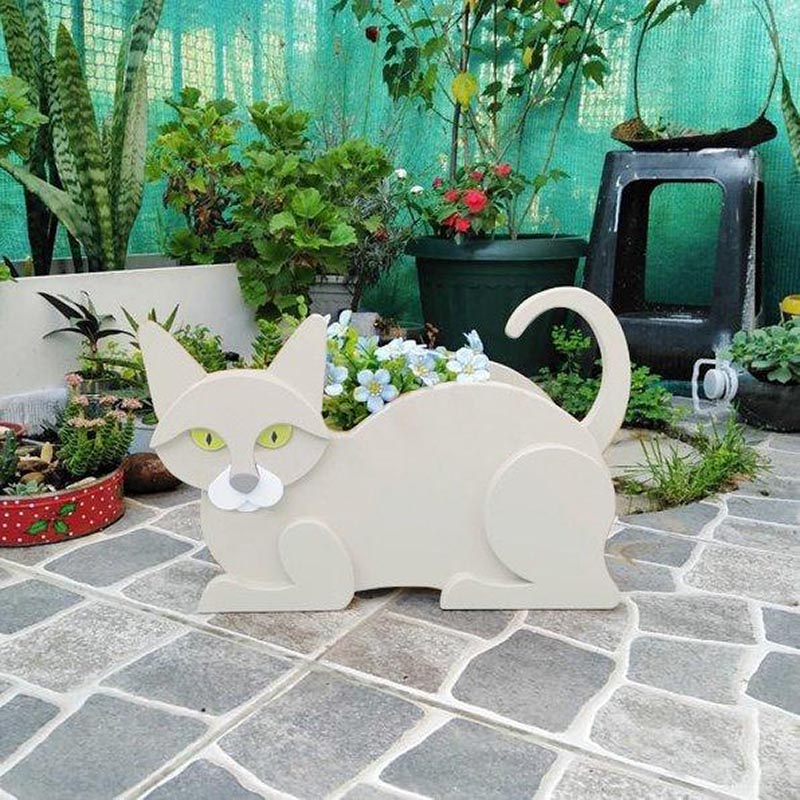 Witte Kat Planter