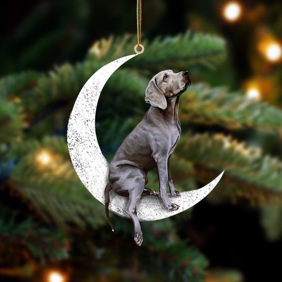 Weimaraner Zit op de Maan Ornament