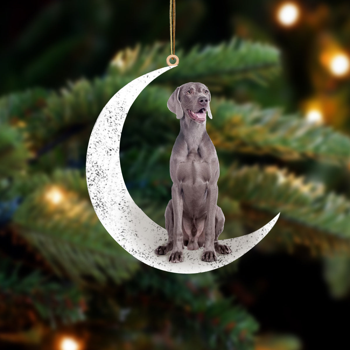 Weimaraner 2 Zit op de Maan Ornament