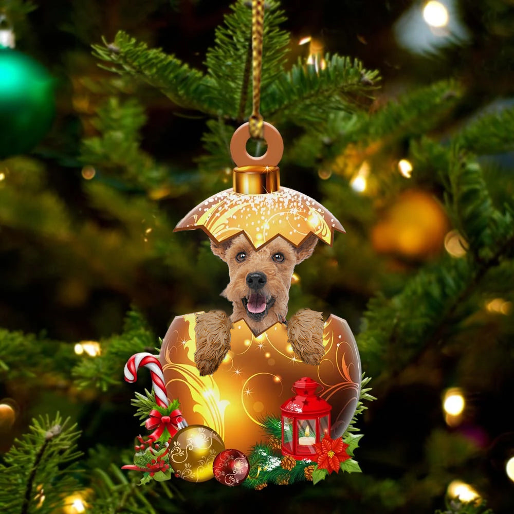 Welsh-Terrier In Kerst Gouden Ei Ornament