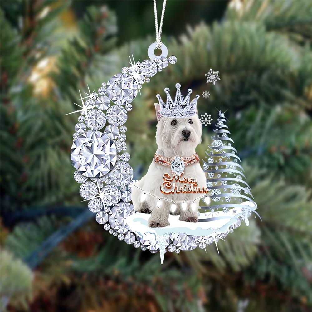 West Highland Wit Terrier op Diamand Maan Kerst Ornament