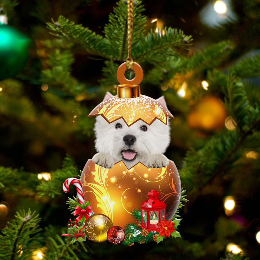 West Highland Wit Terrier03In Kerst Gouden Ei Ornament