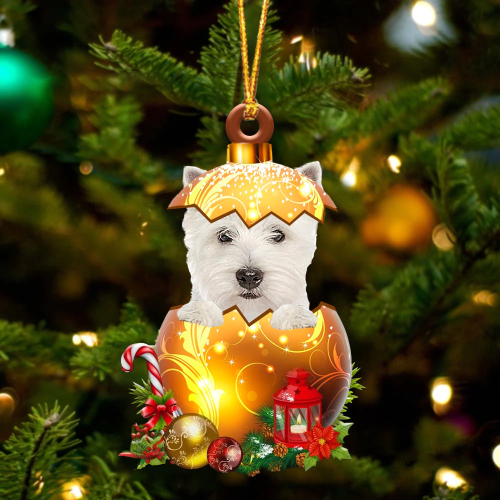 West Highland Wit Terrier. In Kerst Gouden Ei Ornament