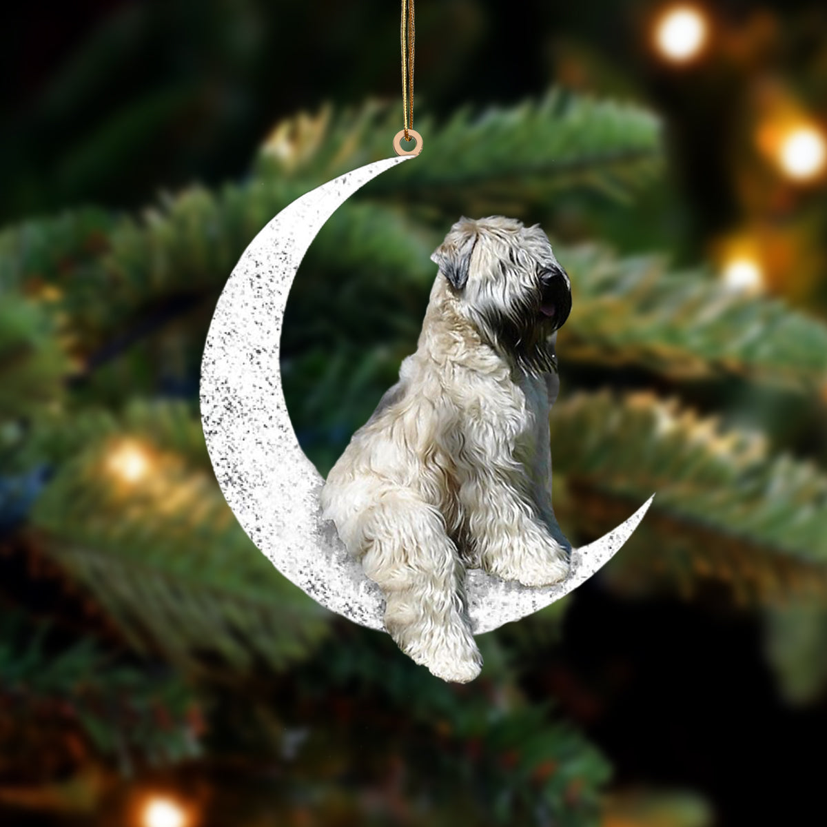 Wheaten Terrier Zit op de Maan Ornament