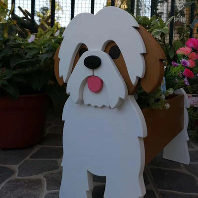 Wit en Bruin Shih Tzu Planter