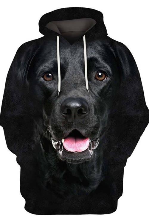 Unisex Honden Hoodie | Labrador Retriever Zwart Open Mouth