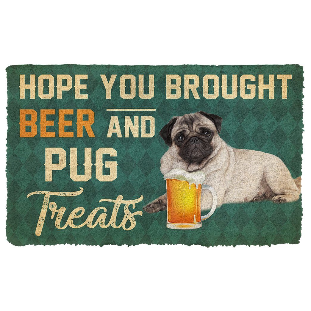 Hopelijk heb je bier meegenomen en Pug snacks Deurmat