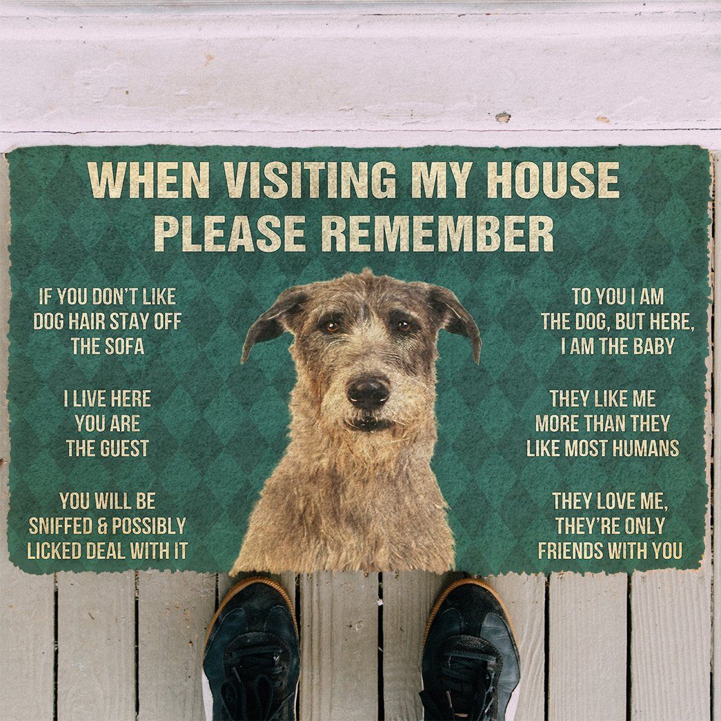 Vergeet Niet! Irish Wolfhound Dogs Huis Regels Deurmat