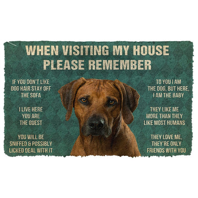 Vergeet Niet! Rhodesian Ridgeback Dogs Huis Regels Deurmat