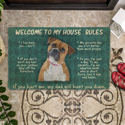 Boxer Dog Welkom in mijn Huis Regels Deurmat