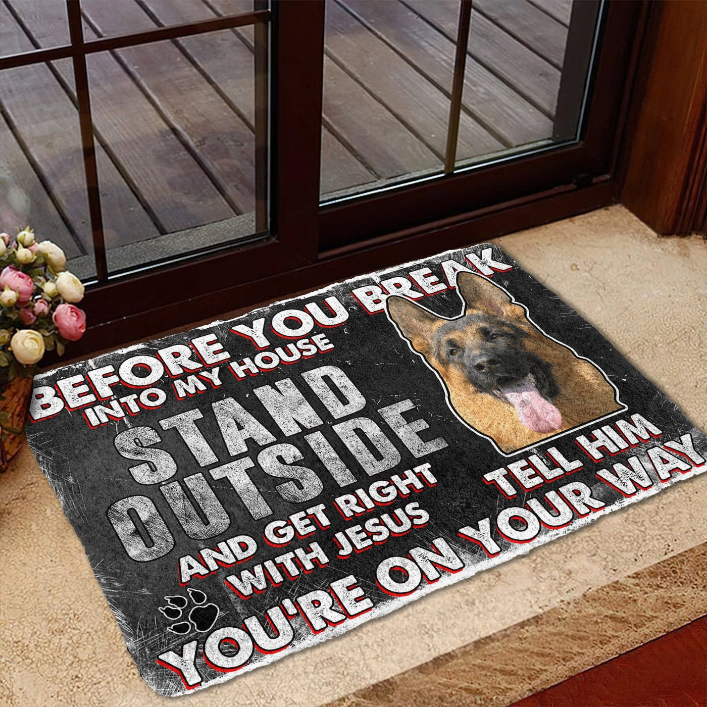 German Shepherd Before You Break Into Mijn Huis Deurmat