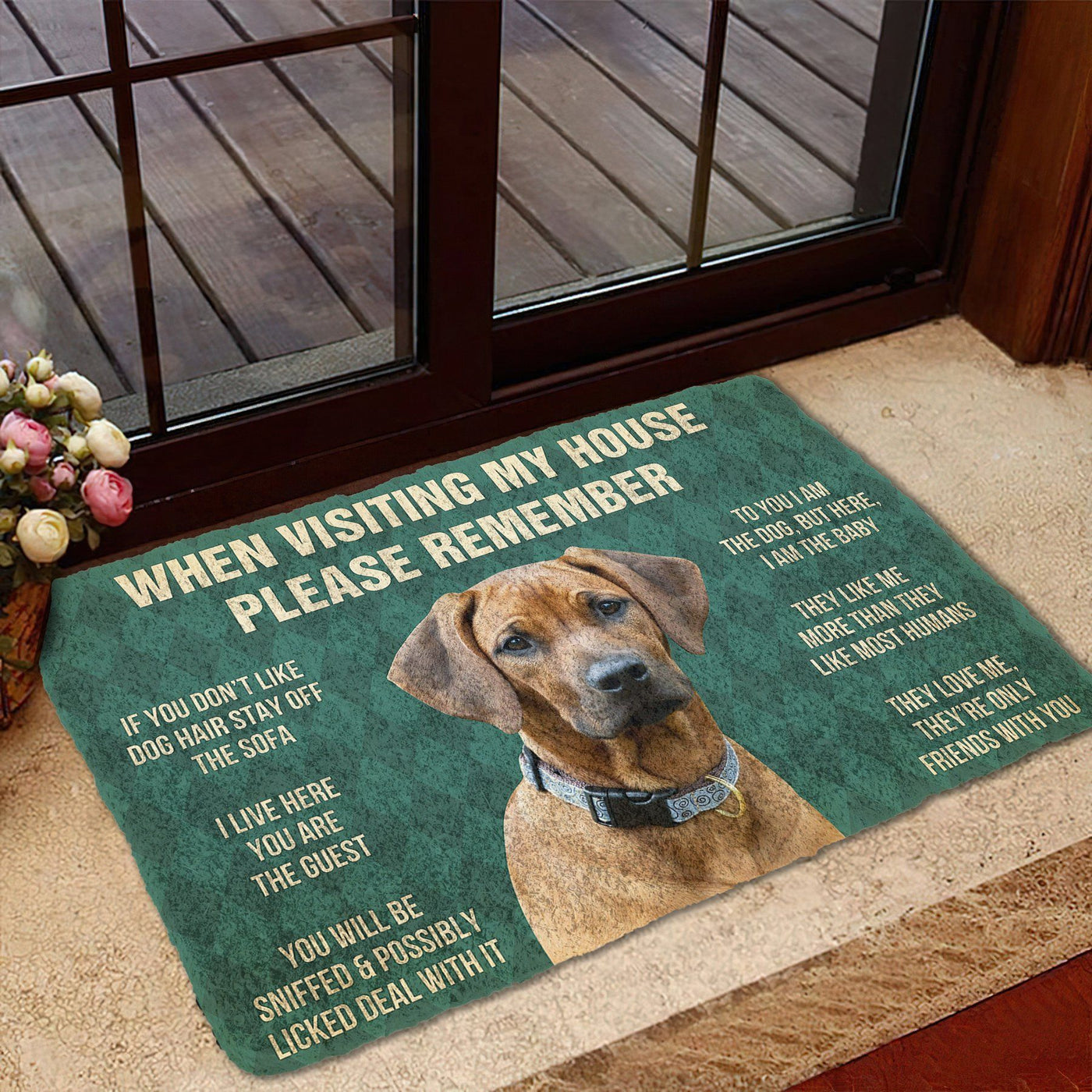 Vergeet Niet! Rhodesian Ridgeback Huis Rule Deurmat