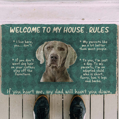 Weimaraner Dog Welkom in mijn Huis Regels Deurmat