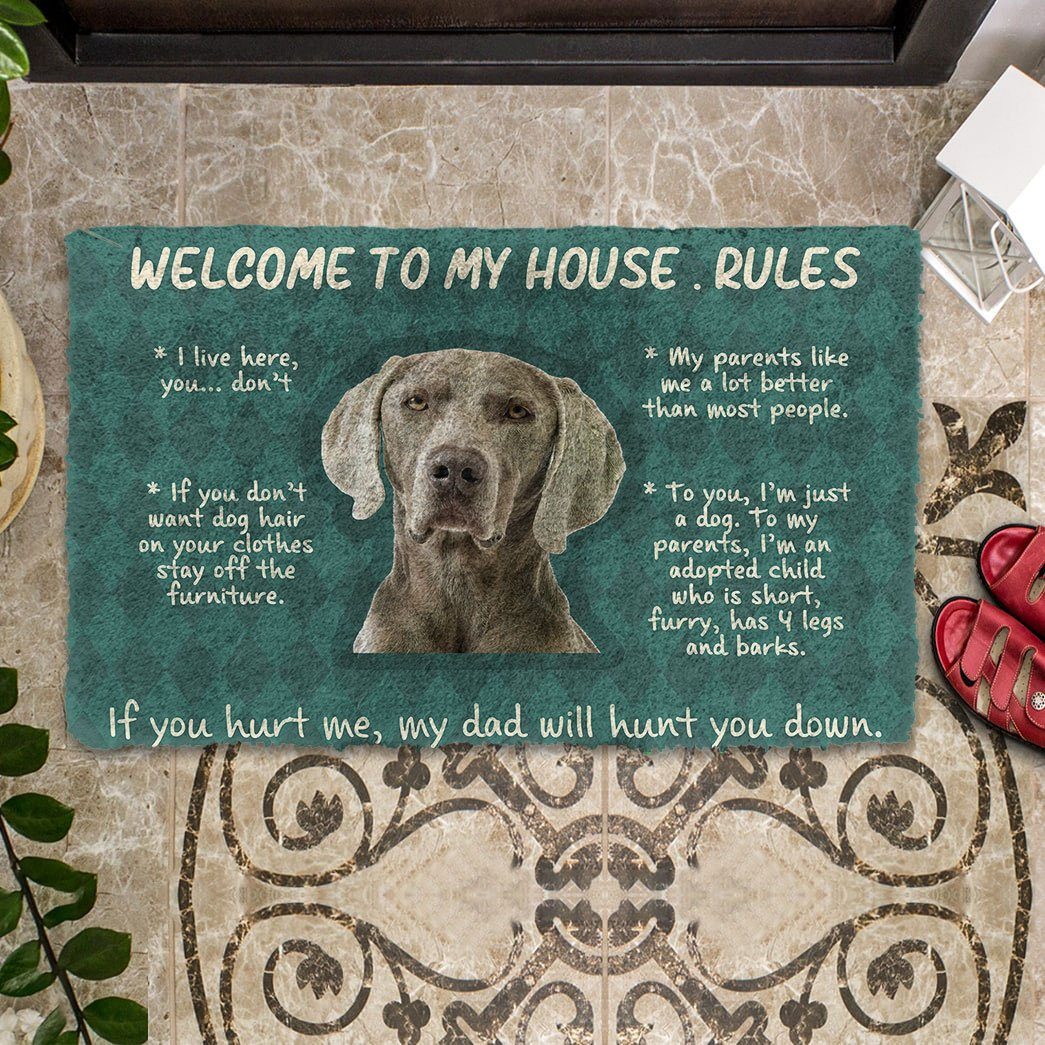 Weimaraner Dog Welkom in mijn Huis Regels Deurmat