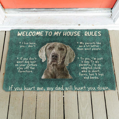 Weimaraner Dog Welkom in mijn Huis Regels Deurmat