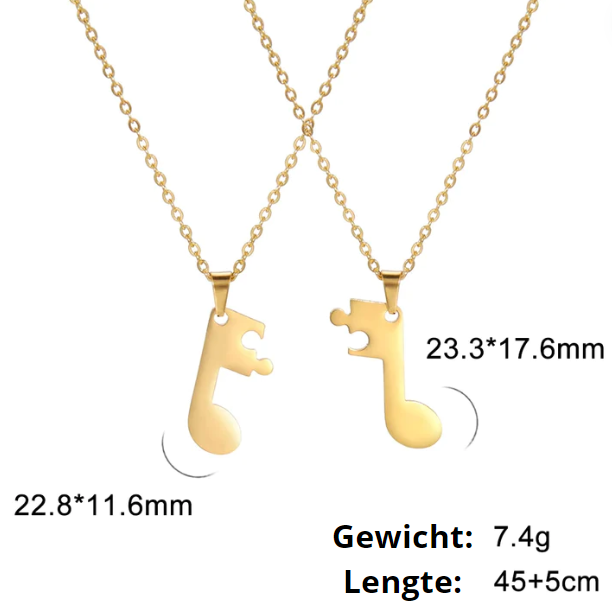 My Favourite | Muzieknoot Matching ketting 1+1 GRATIS