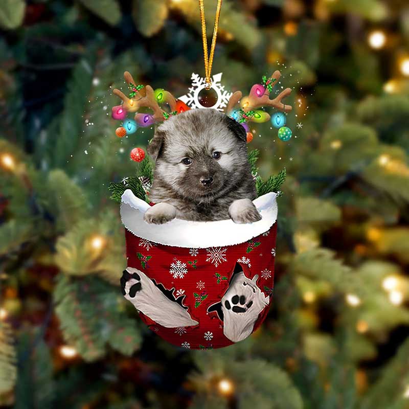 Keeshond In Sneeuw Zak Ornament