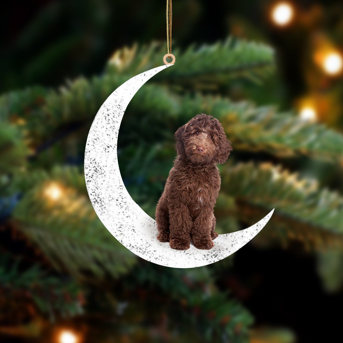 Labradoodle 2 Zit op de Maan Ornament