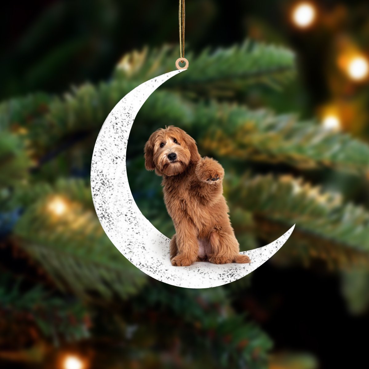 Labradoodle 3 Zit op de Maan Ornament