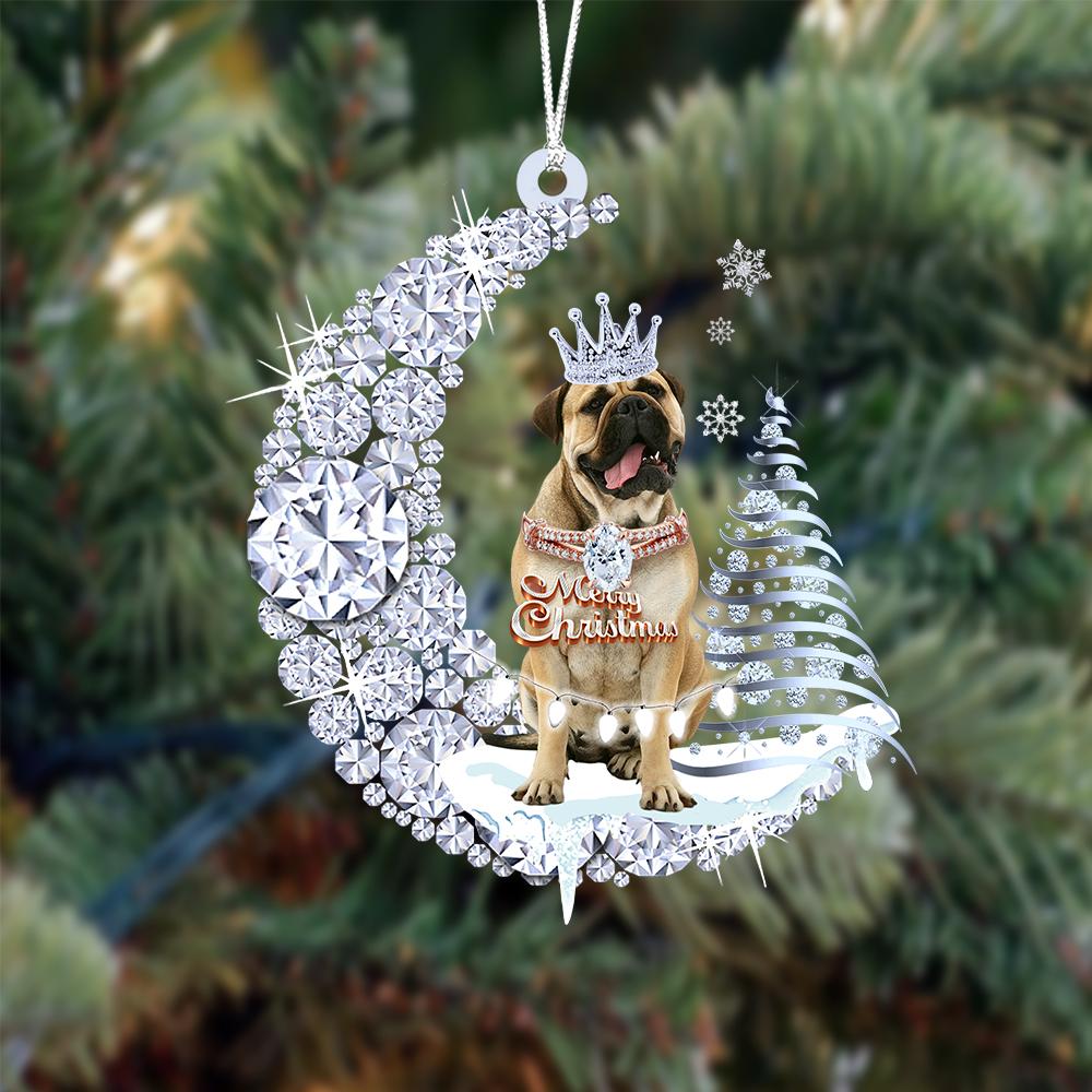 Mastiff 02 op Diamand Maan Kerst Ornament