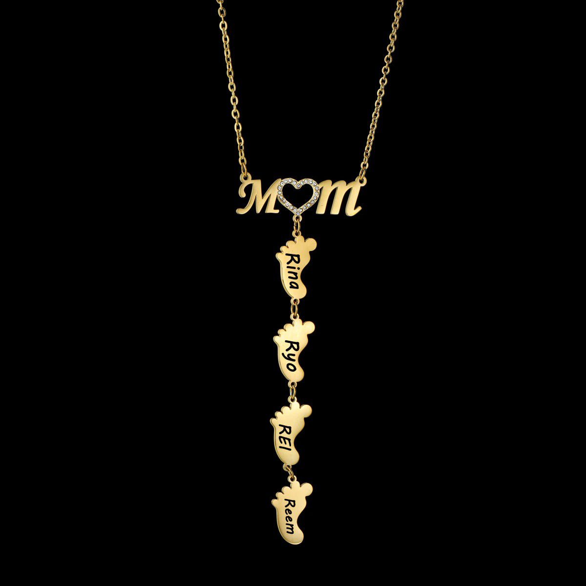 Mom's Liefde™ - Gepersonaliseerde ketting met babyvoetjes