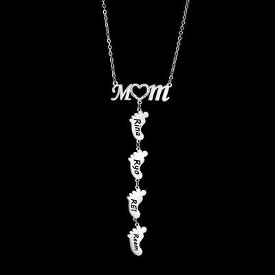 Mom's Liefde™ - Gepersonaliseerde ketting met babyvoetjes