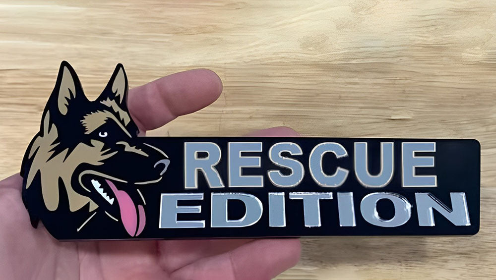 German Shepherd Rescue Dog Auto Badge Autoembleem