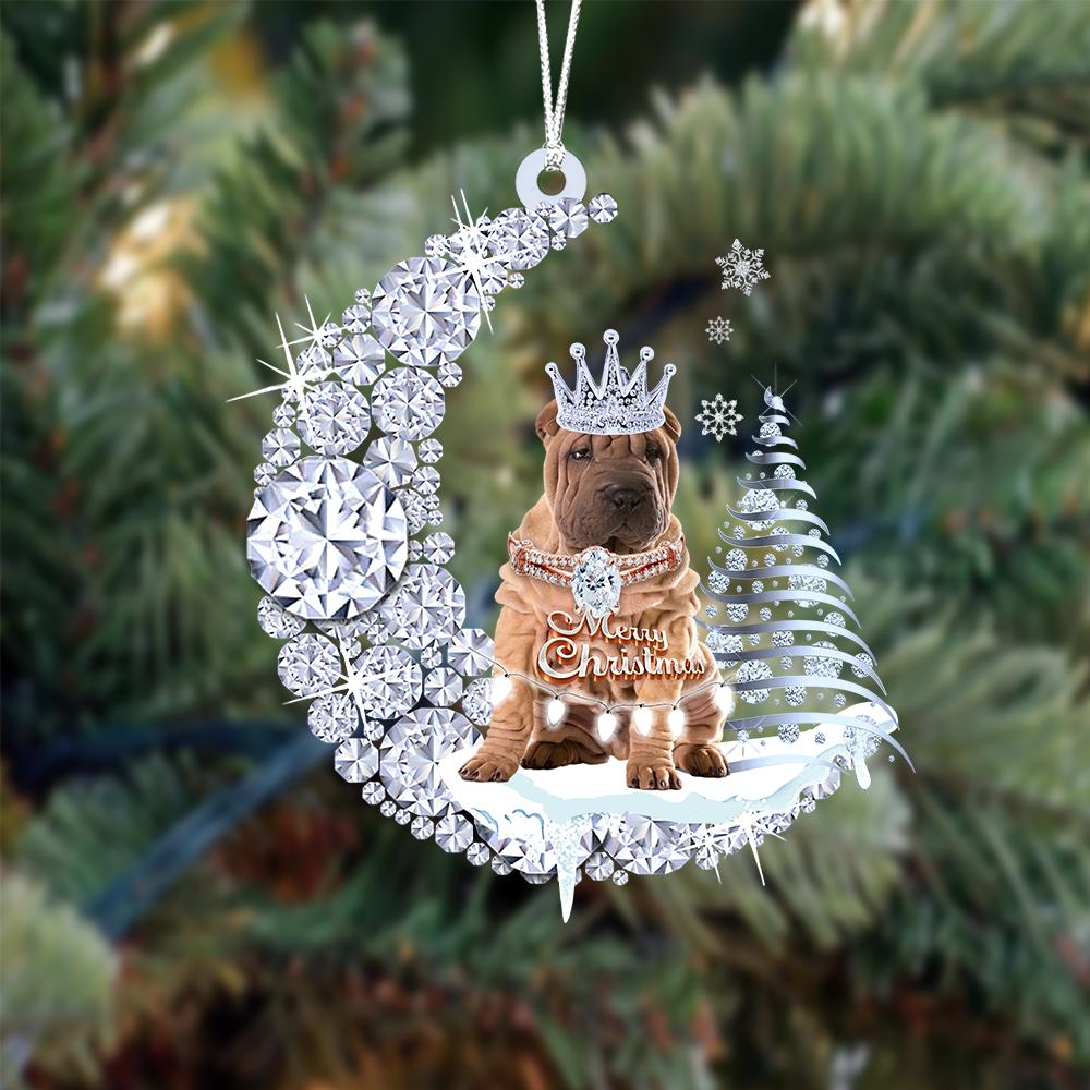 Shar Pei op Diamand Maan Kerst Ornament