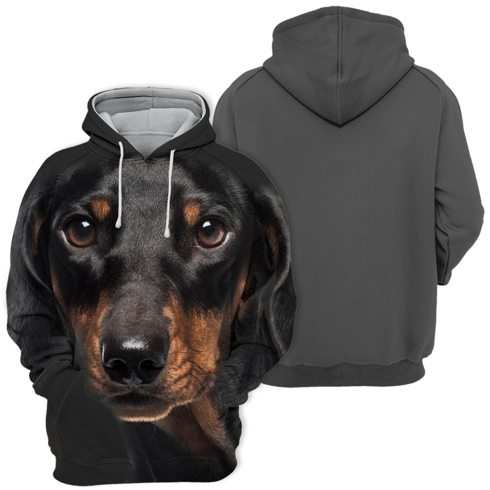 Unisex Honden Hoodie | Dachshund Sausage Dog Zwart